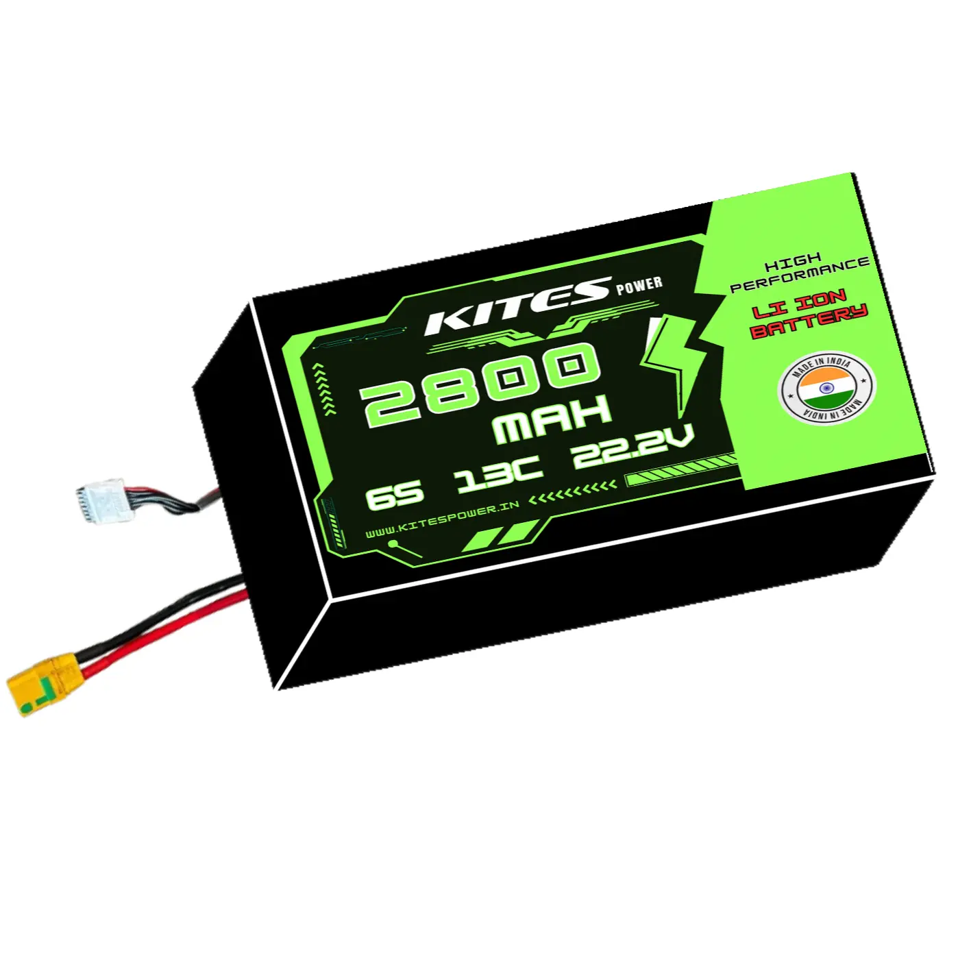 2800mah_6s1p_13c_22.2V 6S1P 2800mAh KITES POWER BATTERY PACK - Image 1