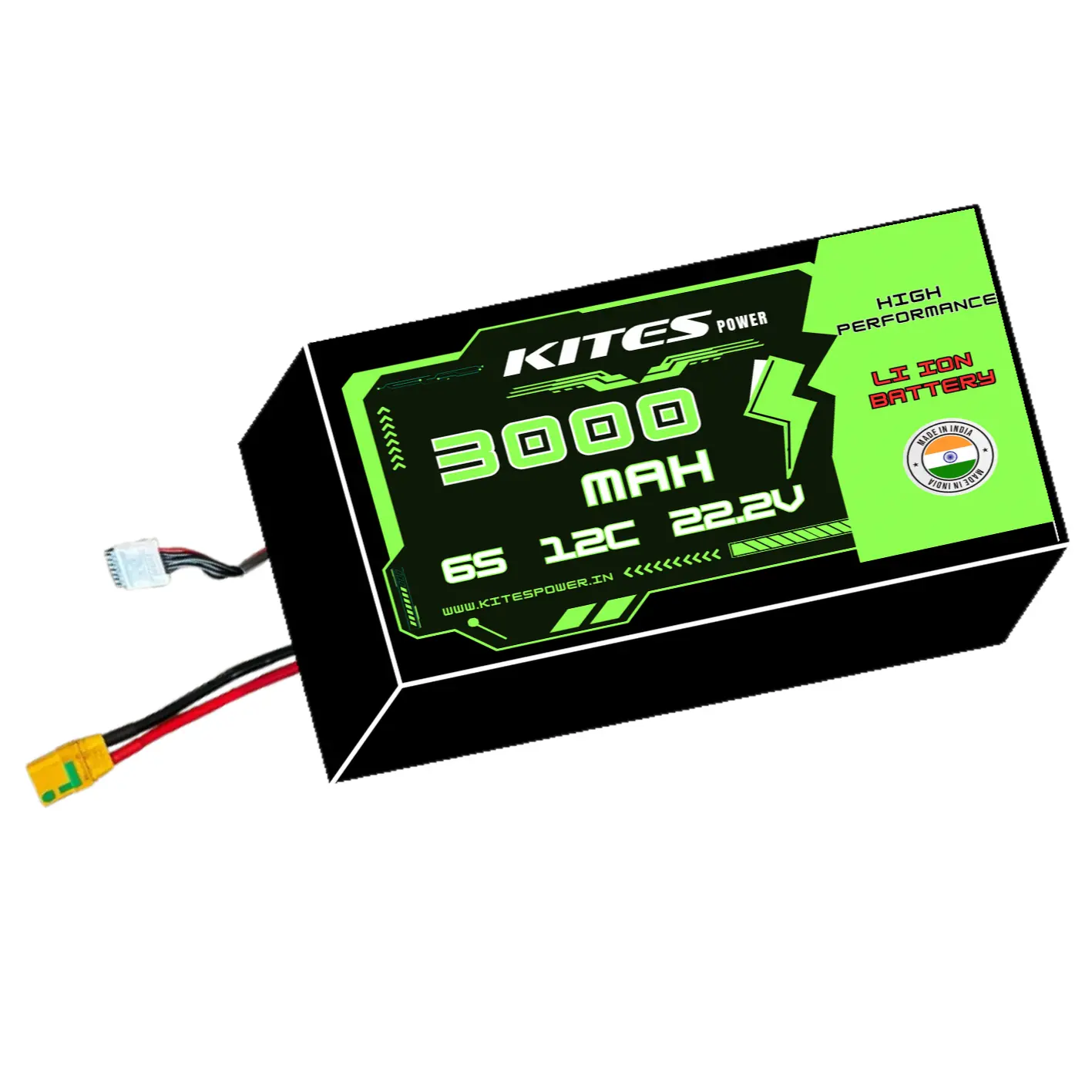 3000mah_6s1p_12c_22.2V 6S1P 3000mAh KITES POWER BATTERY PACK - Image 1
