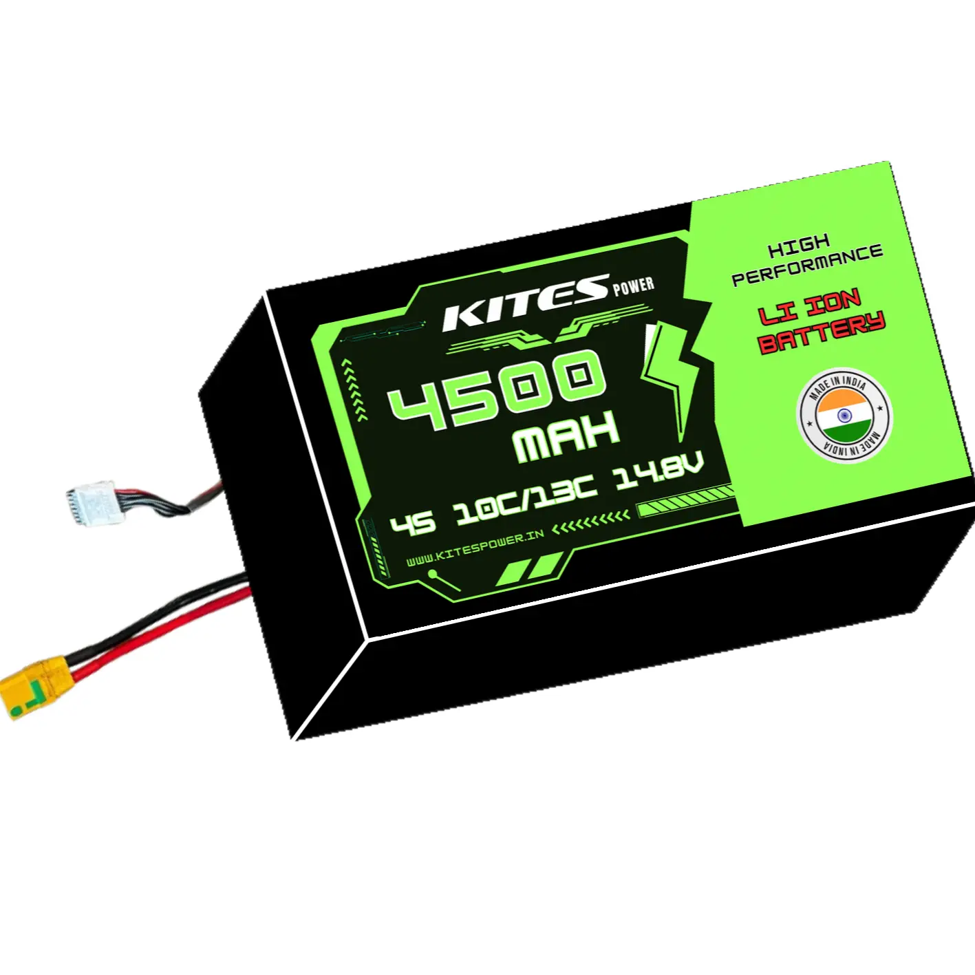 4500mah_4s1p_10c_13c_14.8V 4S1P 4500mAh KITES POWER BATTERY PACK - Image 1