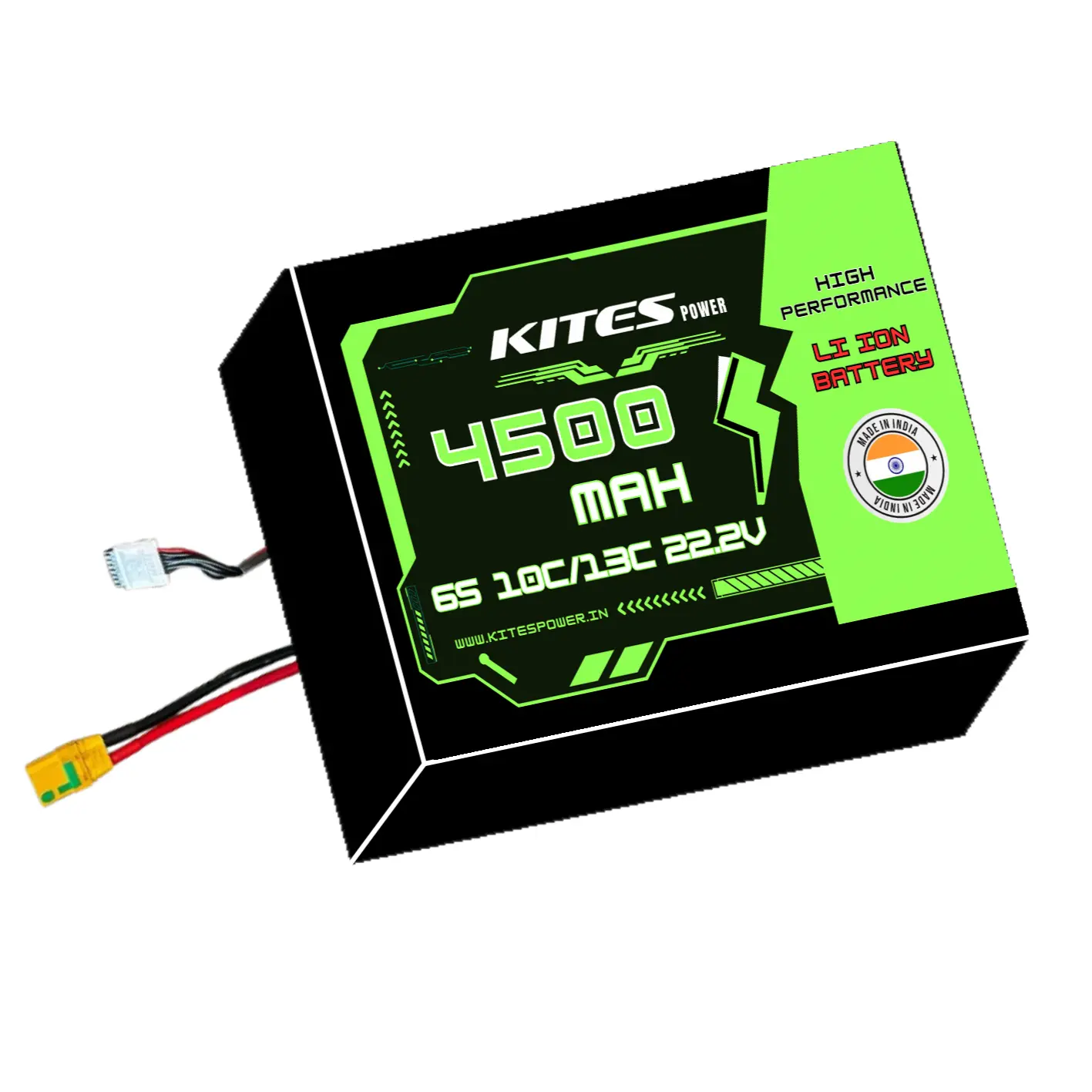 4500mah_6s1p_10c_13c_22.2V 6S1P 4500mAh KITES POWER BATTERY PACK - Image 1