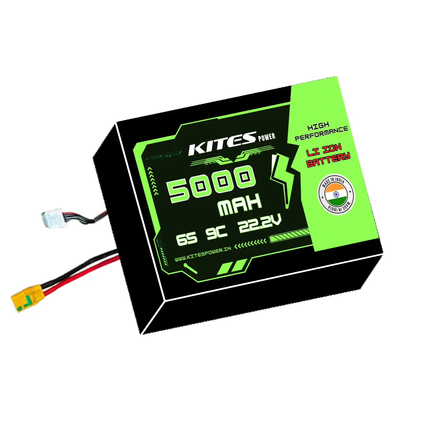 5000mah_6s1p_9c_22.2V 6S1P 5000mAh KITES POWER BATTERY PACK - Image 1