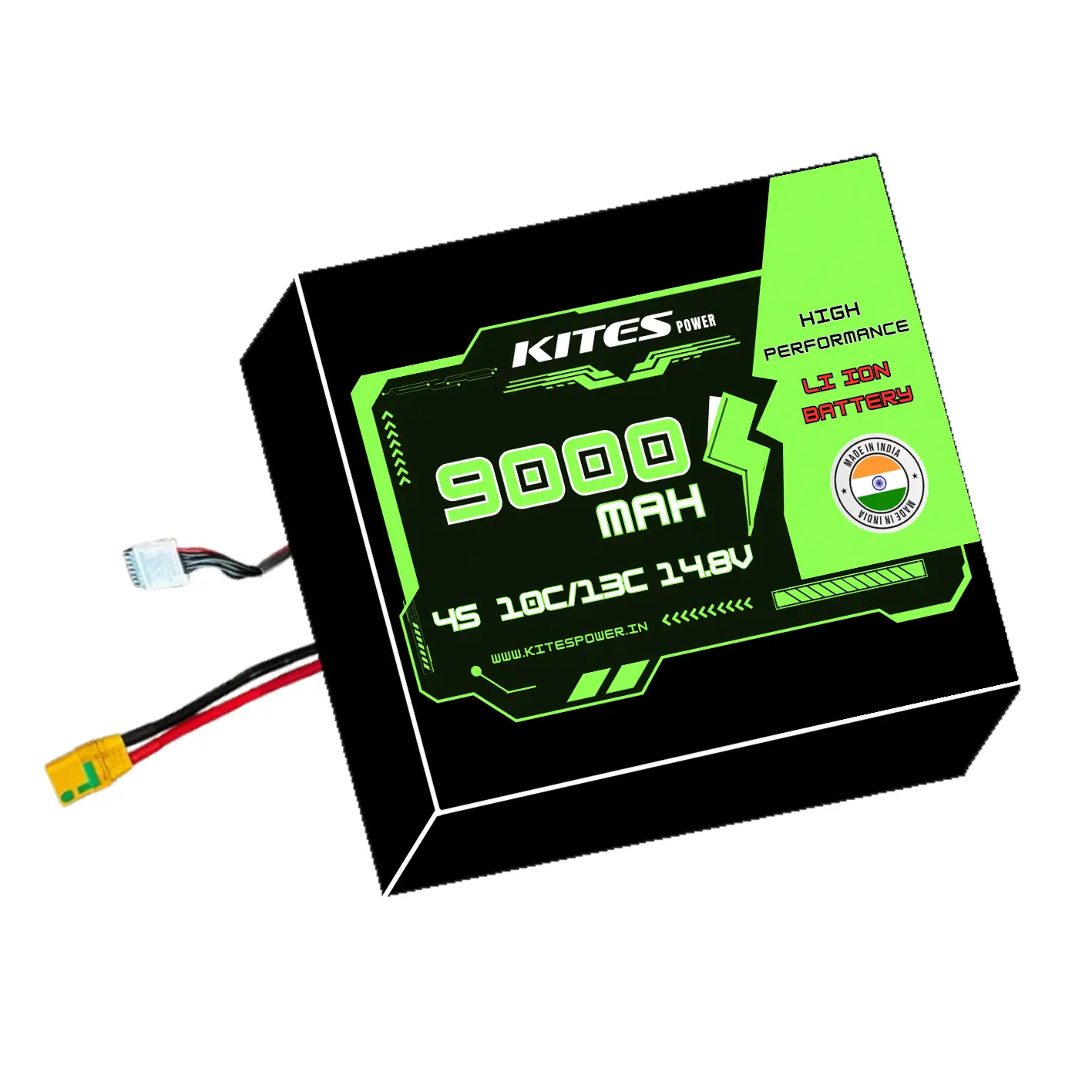 9000mah_4s2p_10c_13c_14.8V 4S2P 9000mAh KITES POWER BATTERY PACK - Image 1