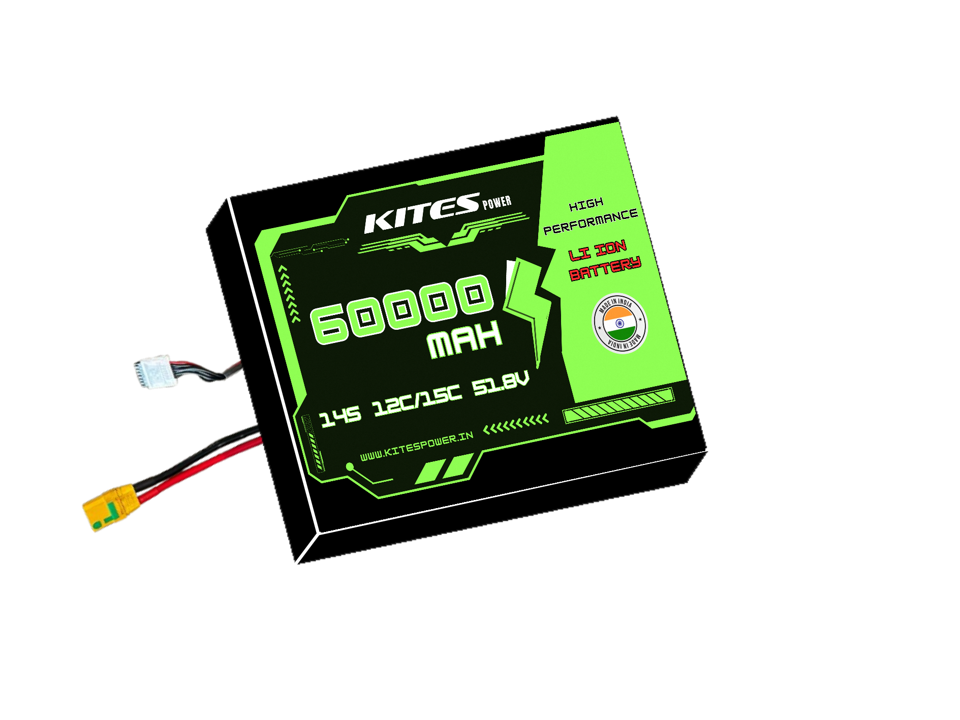 60000mah_14s12p_12c_15C_51.8V 14S12P 60000mAh KITES POWER BATTERY PACK - Image 1